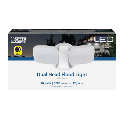 Feit Electric 28W Daylight (5000K) Dusk to Dawn Photocell Sensor Outdoor Integrated LED Security Dual Head Flood Area Light