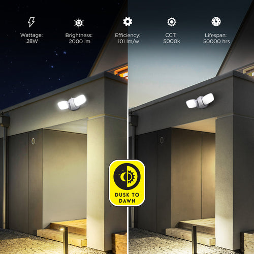 Feit Electric 28W Daylight (5000K) Dusk to Dawn Photocell Sensor Outdoor Integrated LED Security Dual Head Flood Area Light