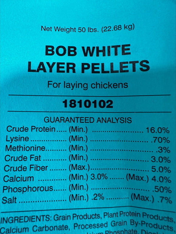 Bob White Quality Feeds Chicken Layer Pellet