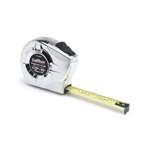 Crescent Lufkin 1/2 x 3m/10' P2000 Series Chrome Case SAE/Metric Yellow Clad A36 Blade Power Return Tape Measure